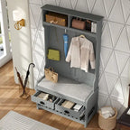 34.3 Meuble d'entrée large avec banc et rangement à chaussures