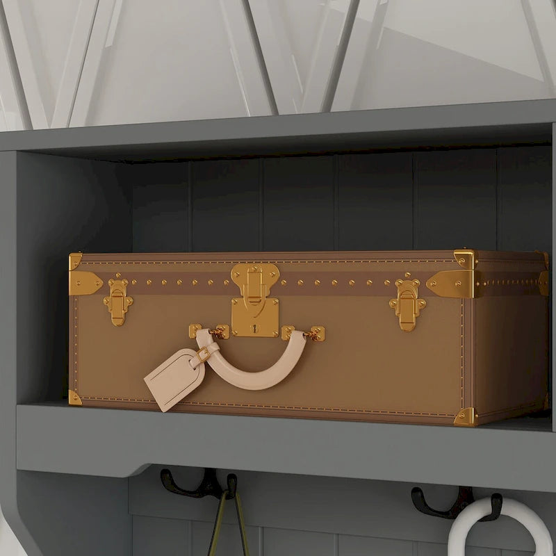 34.3 Meuble d'entrée large avec banc et rangement à chaussures