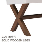 Banc d'entrée en tissu beige/gris/blanc avec pieds en X, 89 cm
