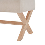 Banc d'entrée en tissu beige/gris/blanc avec pieds en X, 89 cm