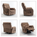 Grand fauteuil inclinable de massage électrique avec fonction de levage, chauffage et porte-gobelet dissimulé