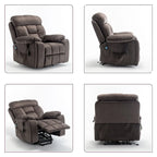 Grand fauteuil inclinable de massage électrique avec fonction de levage, chauffage et porte-gobelet dissimulé