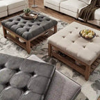 Table basse de style panneau en pin avec repose-pieds