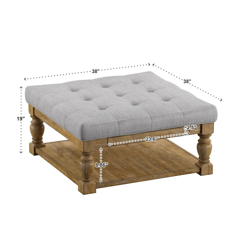 Table basse de style panneau en pin avec repose-pieds