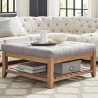 Table basse de style panneau en pin avec repose-pieds