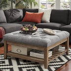 Table basse de style panneau en pin avec repose-pieds