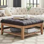 Table basse de style panneau en pin avec repose-pieds