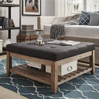 Table basse de style panneau en pin avec repose-pieds