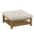 Table basse de style panneau en pin avec repose-pieds