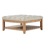 Table basse de style panneau en pin avec repose-pieds