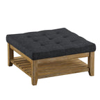 Table basse de style panneau en pin avec repose-pieds