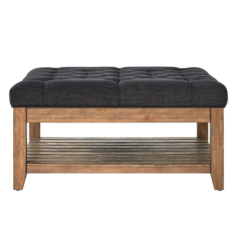 Table basse de style panneau en pin avec repose-pieds