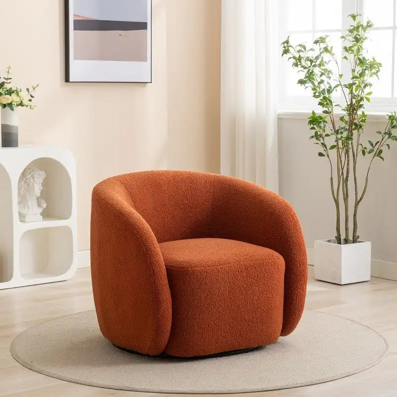 Fauteuil d'appoint pivotant à 360° en tissu, style glamour moderne