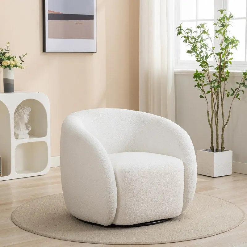 Fauteuil d'appoint pivotant à 360° en tissu, style glamour moderne