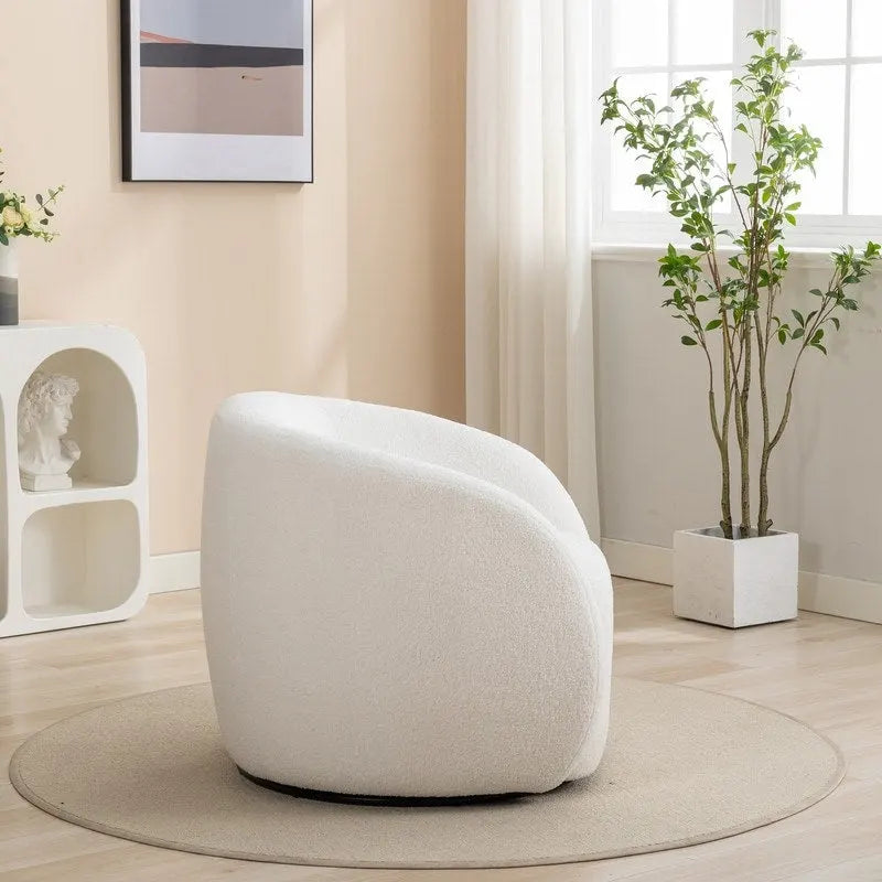 Fauteuil d'appoint pivotant à 360° en tissu, style glamour moderne