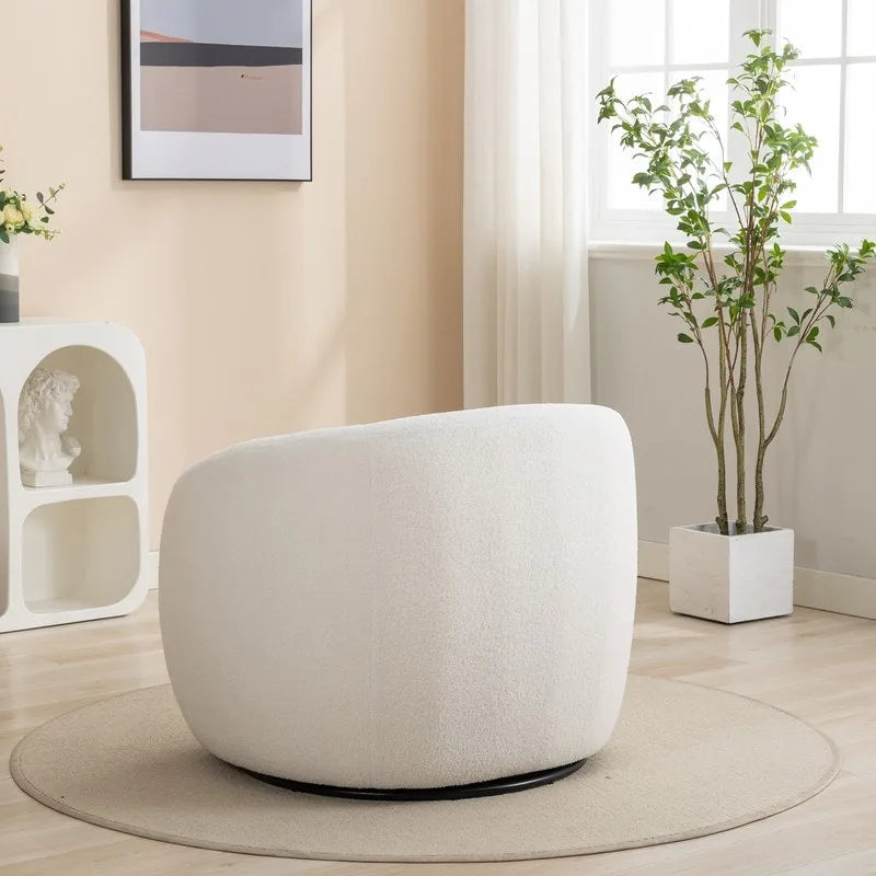 Fauteuil d'appoint pivotant à 360° en tissu, style glamour moderne