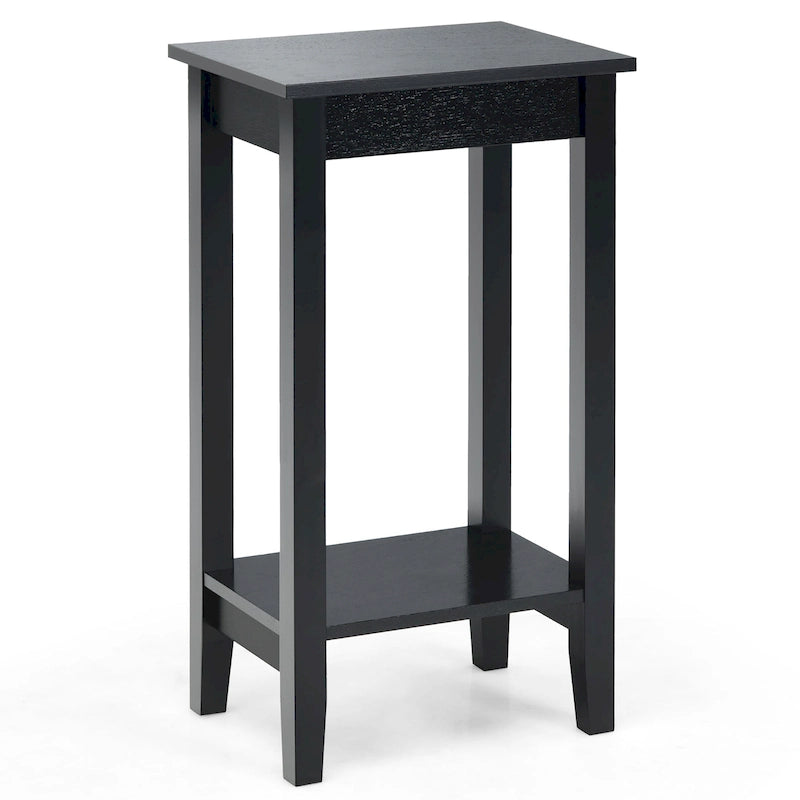 Table de chevet haute à 2 niveaux, table d'appoint étroite pour canapé et chambre à coucher