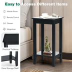 Table de chevet haute à 2 niveaux, table d'appoint étroite pour canapé et chambre à coucher