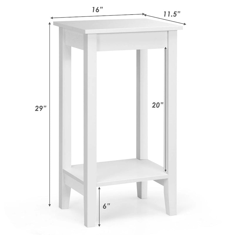 Table de chevet haute à 2 niveaux, table d'appoint étroite pour canapé et chambre à coucher