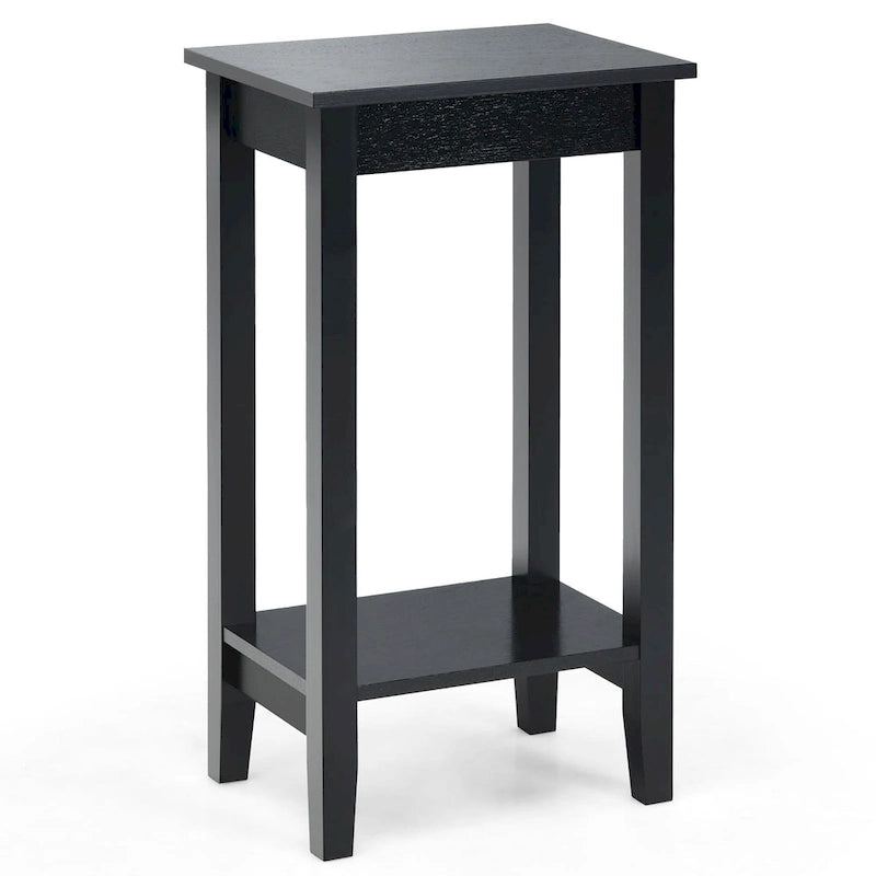 Table de chevet haute à 2 niveaux, table d'appoint étroite pour canapé et chambre à coucher