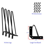 Pieds de Meuble Épingle à Cheveux Métal Lot de 4