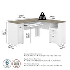 Bureau d'angle en L de 152,4 cm (avec tiroirs et armoire de rangement)
