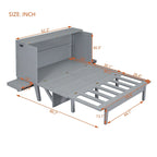Lit escamotable Queen Size avec port USB et étagères amovibles de chaque côté, Gris