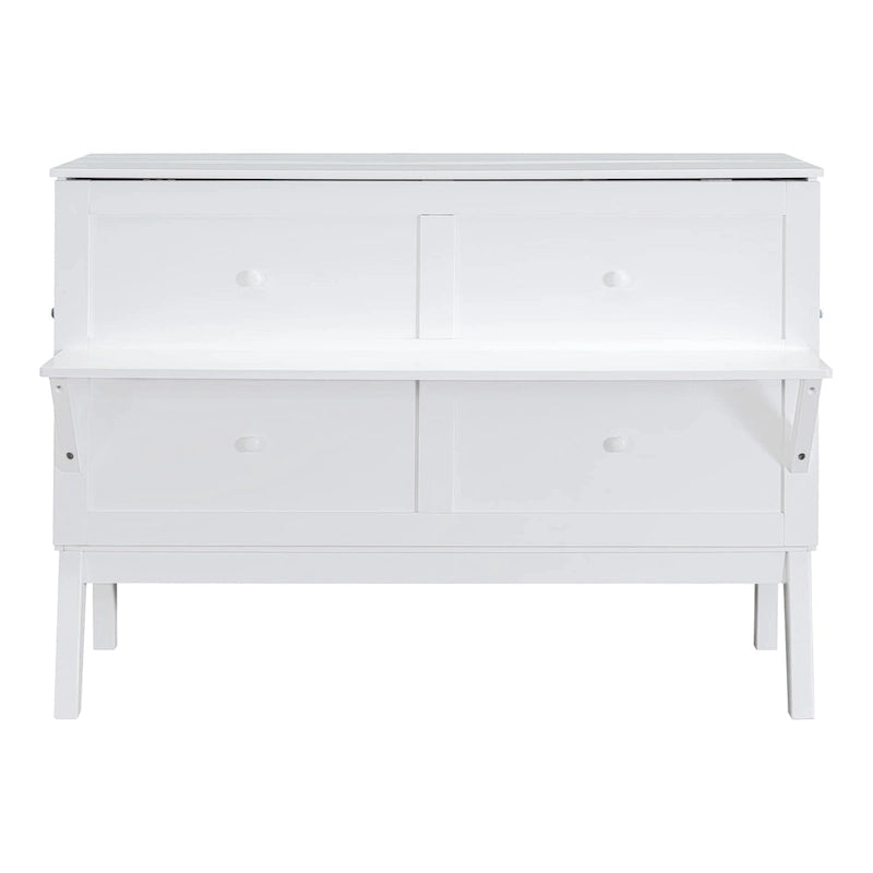 Lit escamotable Queen Size avec port USB et étagères amovibles de chaque côté, Gris