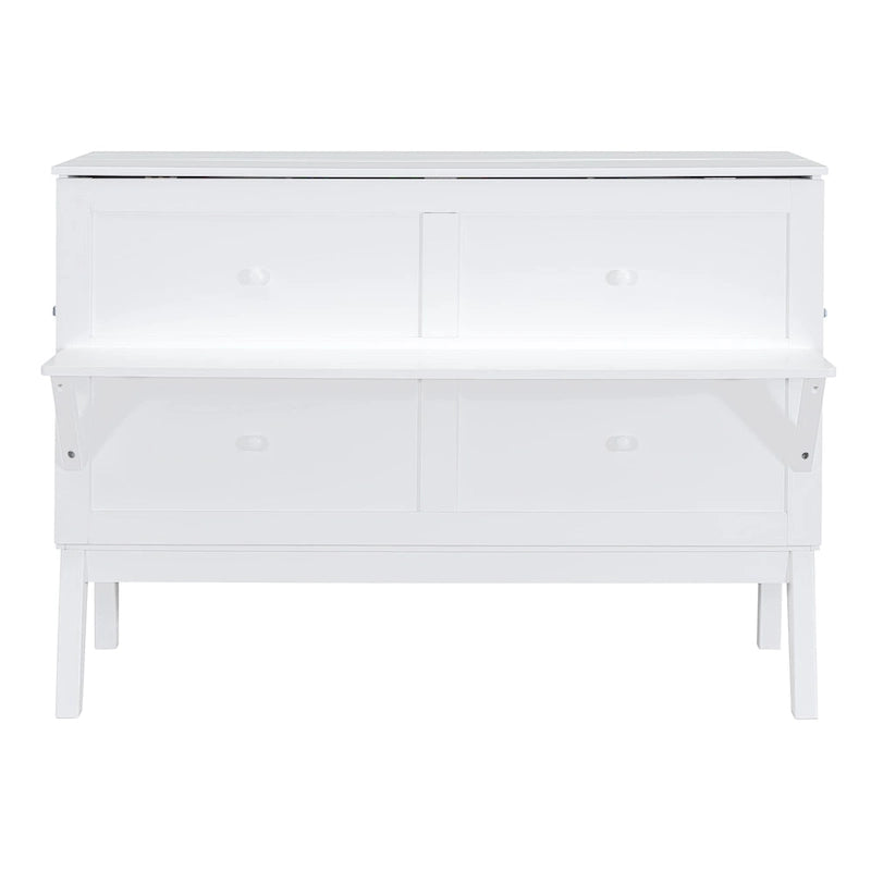 Lit escamotable Queen Size avec port USB et étagères amovibles de chaque côté, Gris