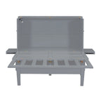 Lit escamotable Queen Size avec port USB et étagères amovibles de chaque côté, Gris