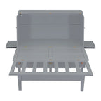 Lit escamotable Queen Size avec port USB et étagères amovibles de chaque côté, Gris