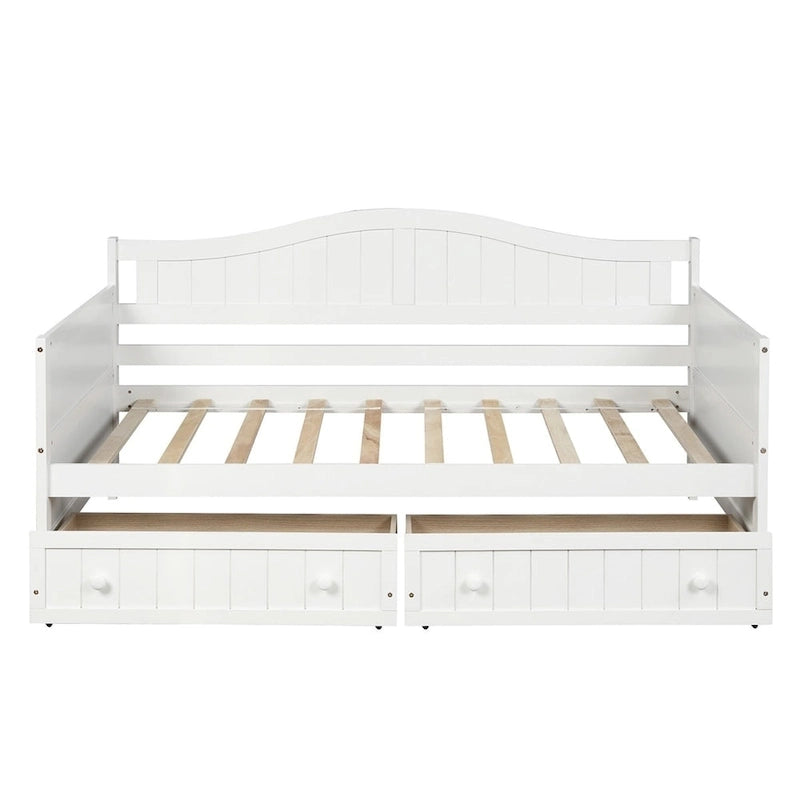 Lit de repos double en bois avec 2 tiroirs