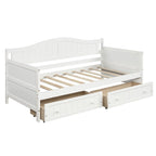 Lit de repos double en bois avec 2 tiroirs