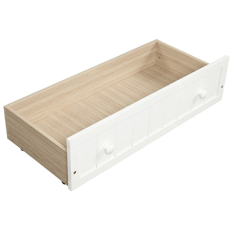 Lit de repos double en bois avec 2 tiroirs
