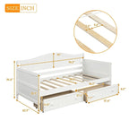Lit de repos double en bois avec 2 tiroirs