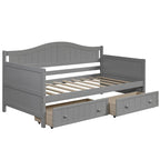Lit de repos double en bois avec 2 tiroirs