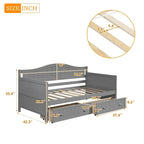 Lit de repos double en bois avec 2 tiroirs
