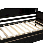Lit de repos double en bois avec 2 tiroirs