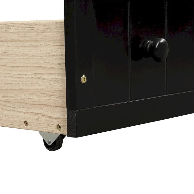 Lit de repos double en bois avec 2 tiroirs