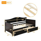 Lit de repos double en bois avec 2 tiroirs