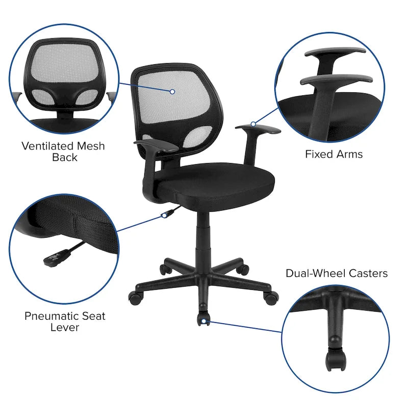 Chaise de bureau ergonomique pivotante en maille pour le milieu du dos