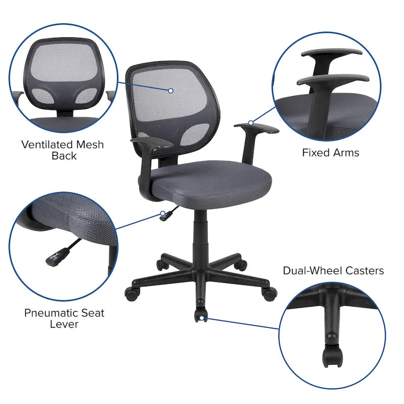 Chaise de bureau ergonomique pivotante en maille pour le milieu du dos