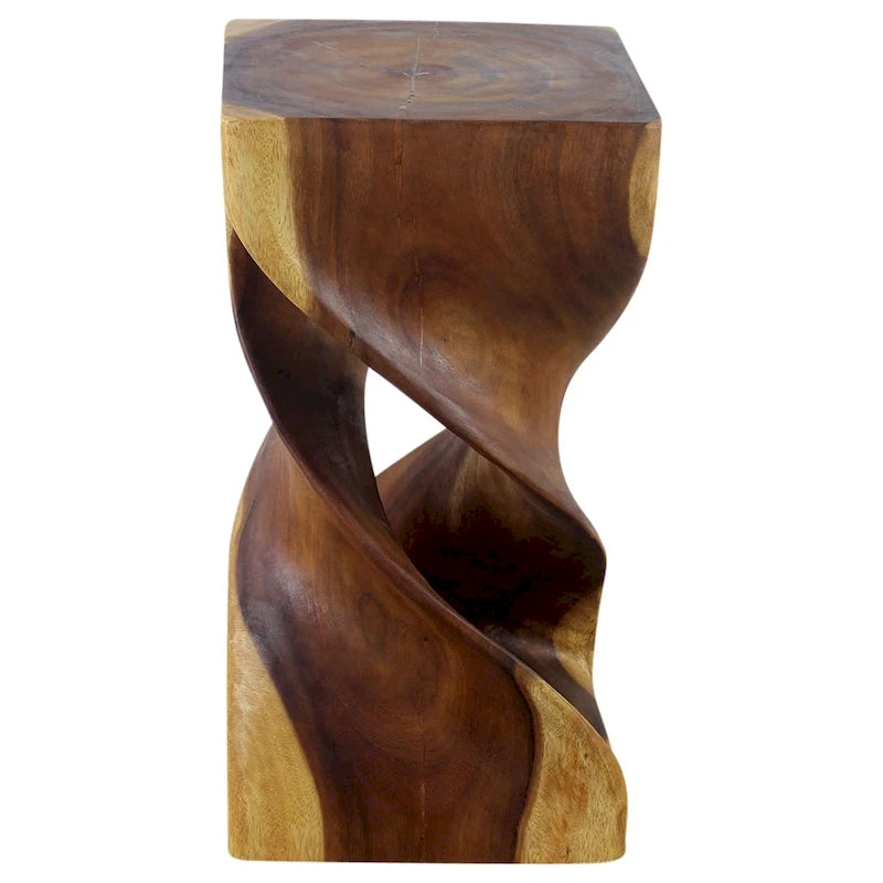 Tabouret-table en bois Double Torsion 12 po CA x 23 po H Huile de chêne - 12 x 12 x 23