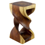 Tabouret-table en bois Double Torsion 12 po CA x 23 po H Huile de chêne - 12 x 12 x 23