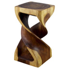 Tabouret-table en bois Double Torsion 12 po CA x 23 po H Huile de chêne - 12 x 12 x 23