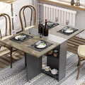 Table à manger pliante avec 6 roues et plateaux rabattables