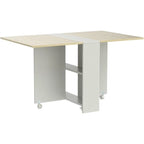 Table à manger pliante avec 6 roues et plateaux rabattables