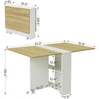 Table à manger pliante avec 6 roues et plateaux rabattables