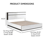 Ensemble de 6 meubles de chambre à coucher modernes en bois massif blanc avec plateforme (avec ports USB)