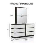 Ensemble de 6 meubles de chambre à coucher modernes en bois massif blanc avec plateforme (avec ports USB)